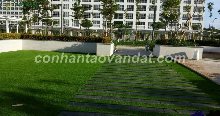 Thi công thiết kế cỏ nhân tạo sân vườn cho khu căn hộ Happy Valley