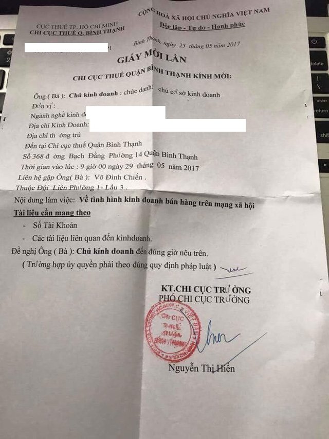 Kê khai thu thuế kinh doanh qua Facebook